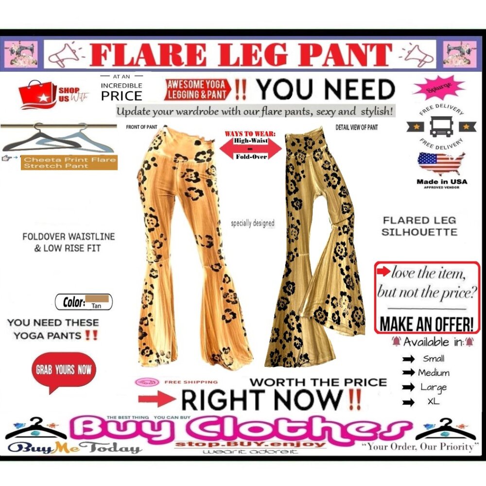 π BOTTOM Fold Graphic β DYE π LEGGING PANT Print FLARE LEG Cheetah πΈ BUY NOW - Picture 15 of 16